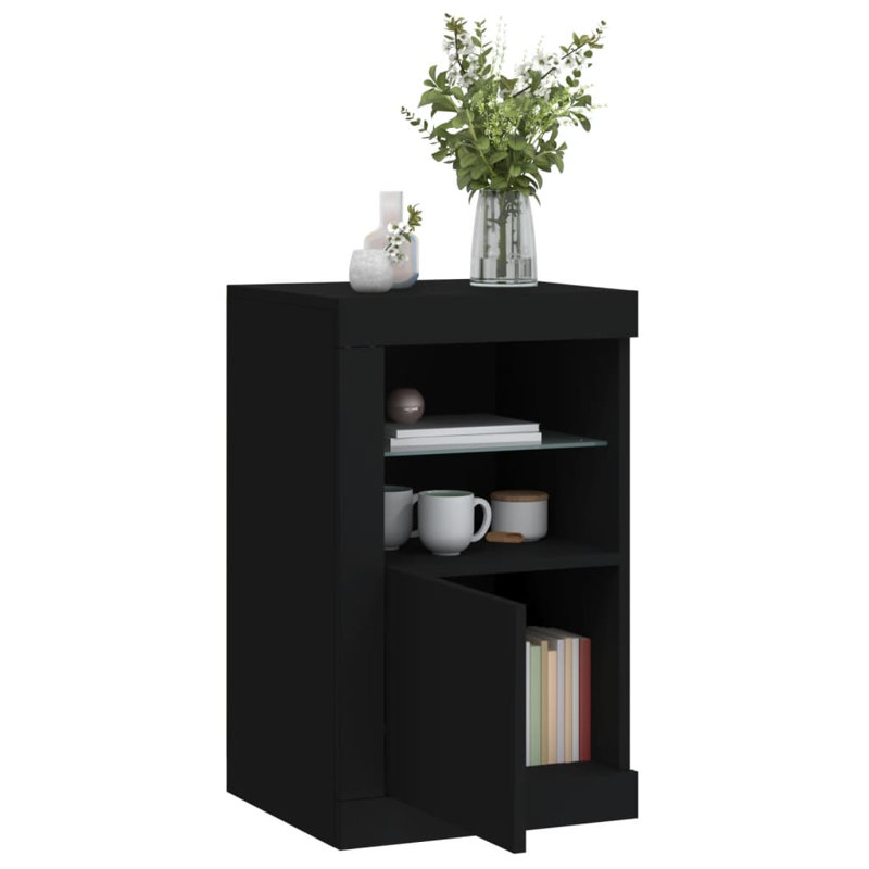 Carisse Iron 1 - Door Rectangle Accent Cabinet, Black