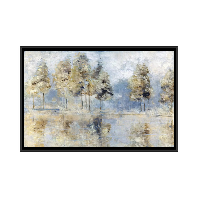 «Blue Golden Forest» par Sally Swatland - reproduction d'art, Toile encadrée, H 32 po x l 48 po, Black