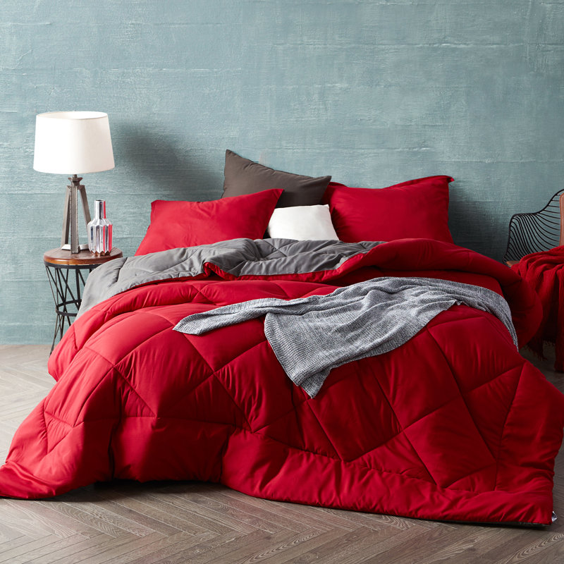 Édredon simple TG réversible coloré, Rouge cerise / gris granite