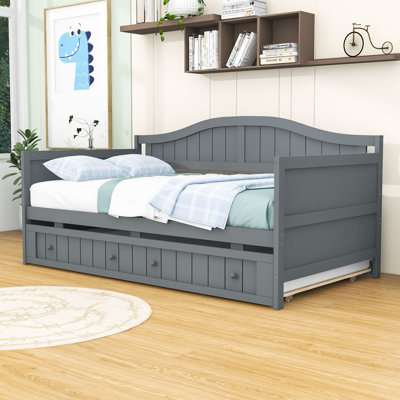 Twin Size Wooden Daybed with Trundle
