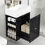 Meuble-lavabo mural 20 po avec lavabo monotrou en céramique, tiroir et tablette latérale, noir-842952204