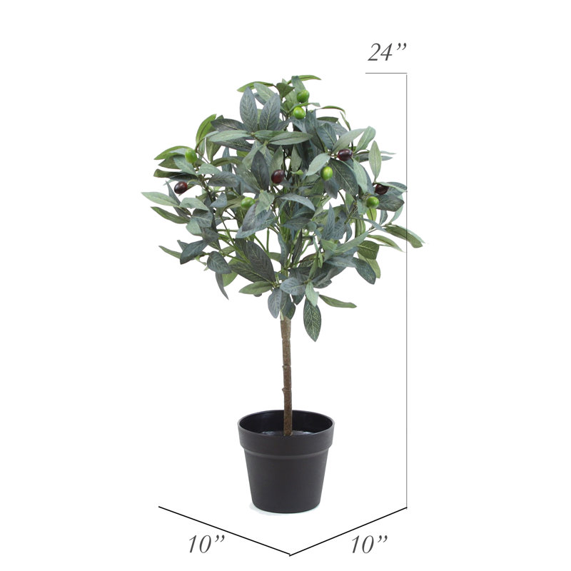 Faux Olive Tree Tree in Pot Liner, 24” H x 14” W x 14” D