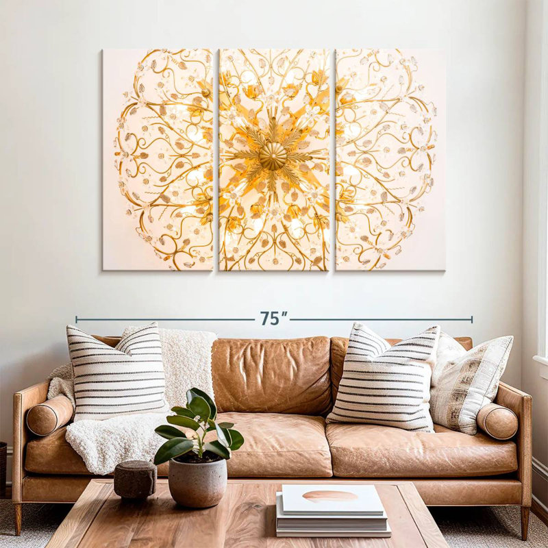 Kerner Floral Gold Chandelier, 42" H x 65" W