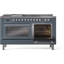 Cuisinière à double combustible de 60 po ILVE Professional Plus II, 7 brûleurs scellés, plaque chauffante, plateau français (porte vitrée)-98168245-98168250