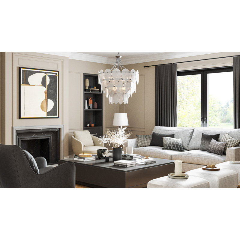 Luminaire suspendu feuille 7 lumières Lilestone, Argent argent