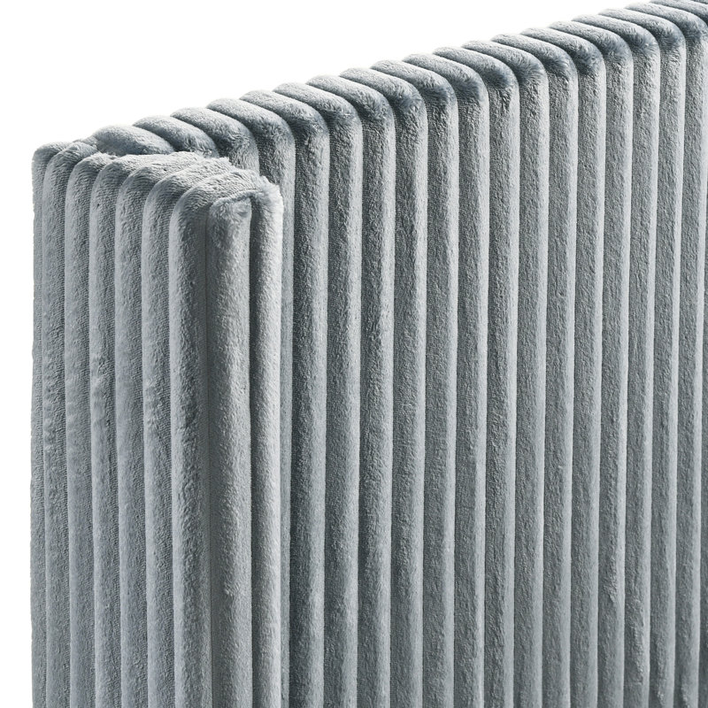 Corduroy Upholstery Panel Bed, Blue, King