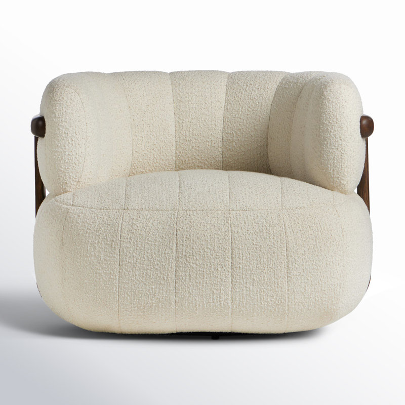 Doss Swivel Barrel Chair, Altro Snow Polyester Blend