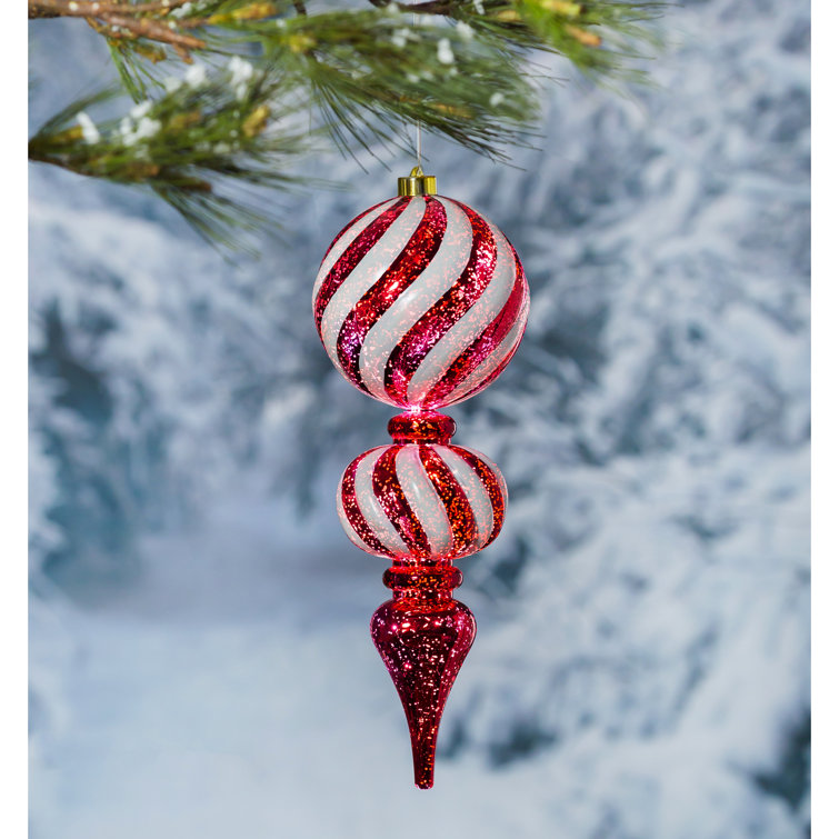 24-inch Jumbo Shatterproof Finial Christmas Ornament, Red/Green