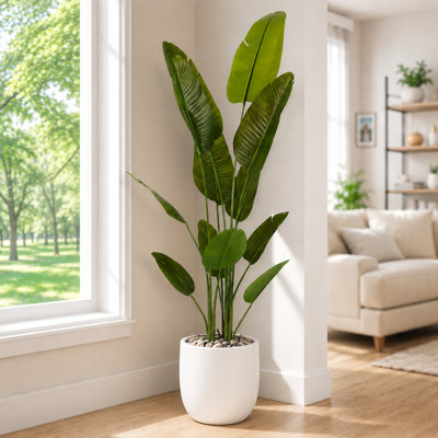 Plante artificielle de 2,2 mètres avec des feuilles vertes luxuriantes pour une décoration intérieure élégante