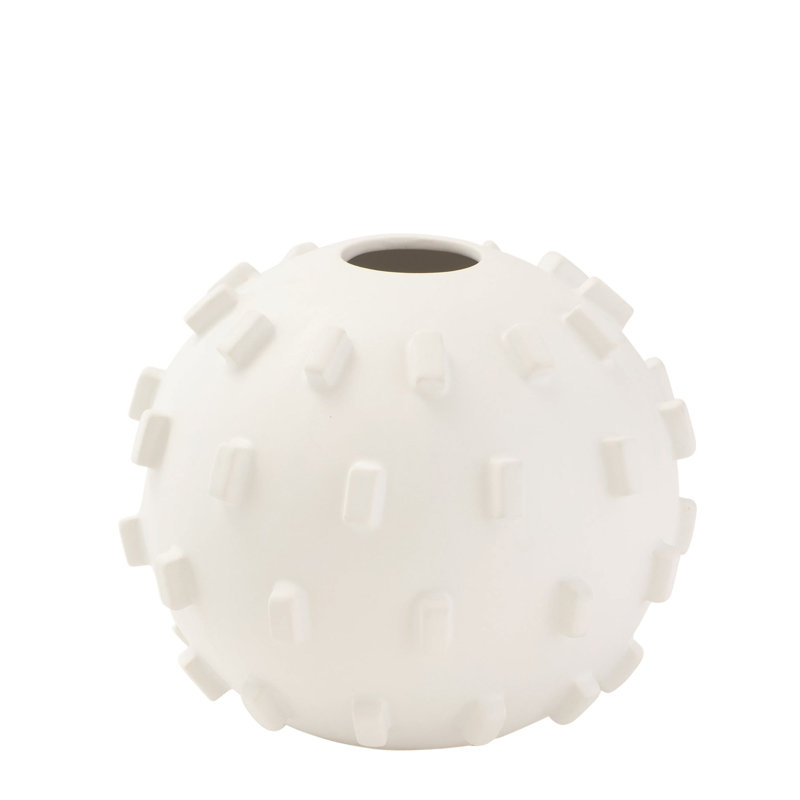 Handmade Ceramic Table Vase, Matte White, 6.5" H x 7.5" W x 7.5" D