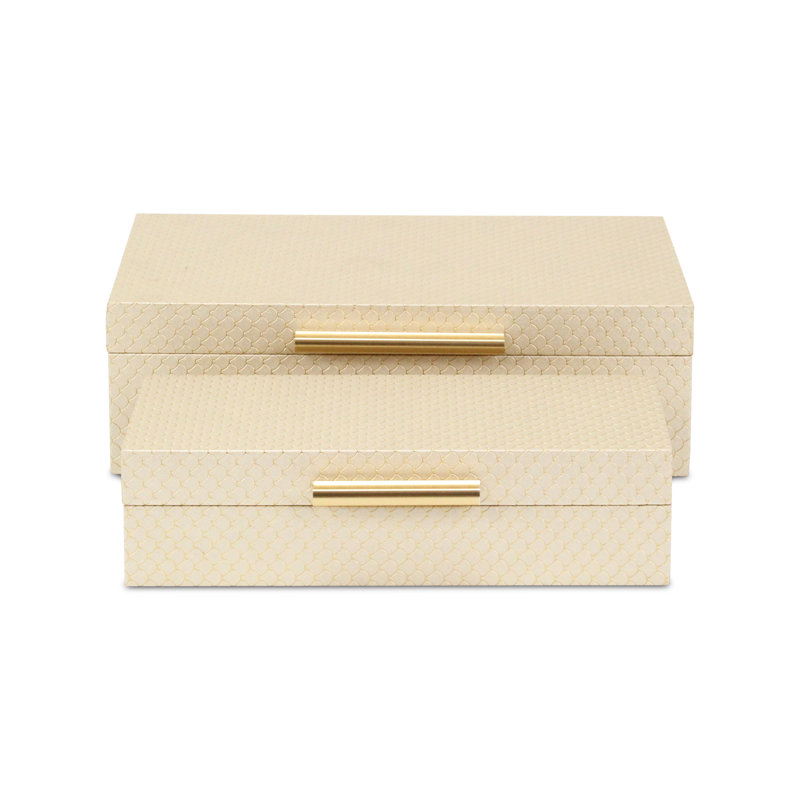 Mariline Elegant Fish Scale Pattern Rectangular Box Set, Gold