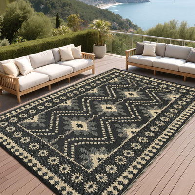 Tapis d'extérieur imperméable et réversible Tapis de paille en plastique à motif de losanges durable, facile à nettoyer, pour patio, terrasse, balcon, camping-car, camping, pique-nique