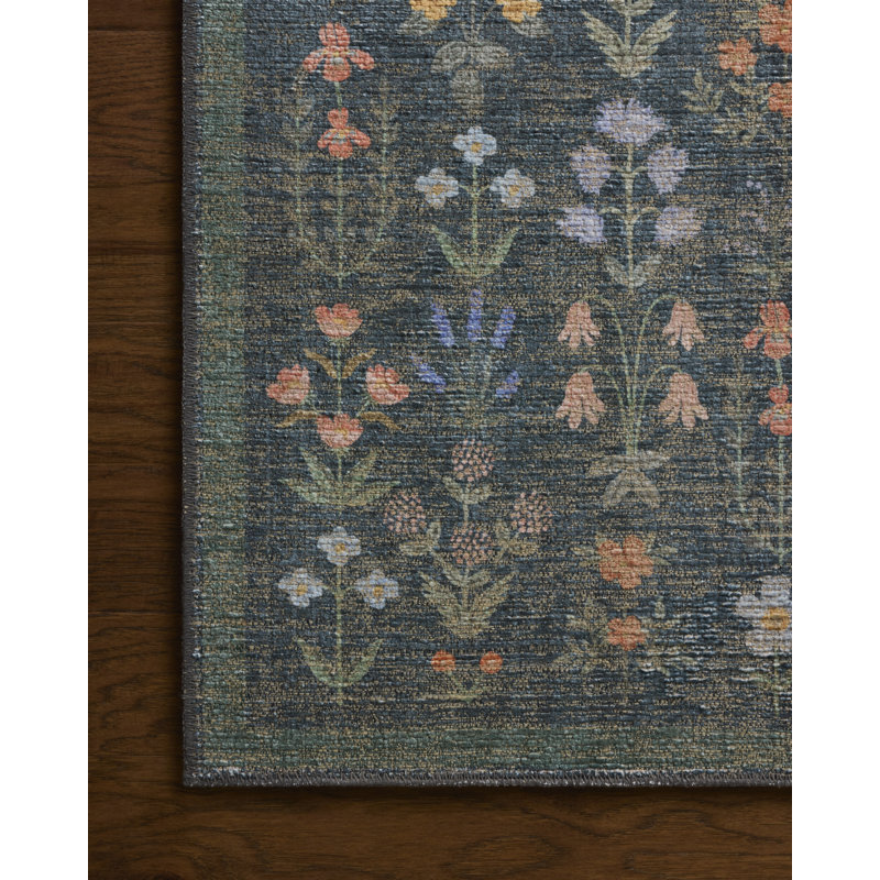 Rifle Paper Company x Loloi Edinburgh Navy / Multi  Area Rug, Runner 2' x 5',  Navy/Multicolor 