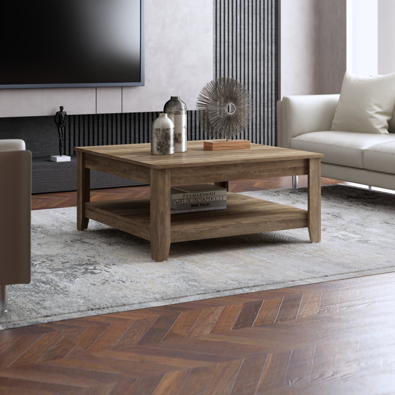 Weddel Basilico Coffee Table with Storage, Knotty Oak