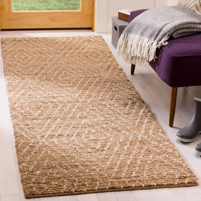 Tapis géométrique en jute / coton tissé à la main Wilmore