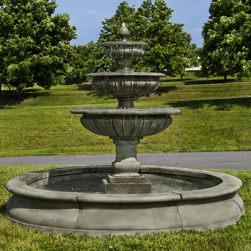 Estate Hand Crafted Weather Resistant Floor Fountain, Terra Nera