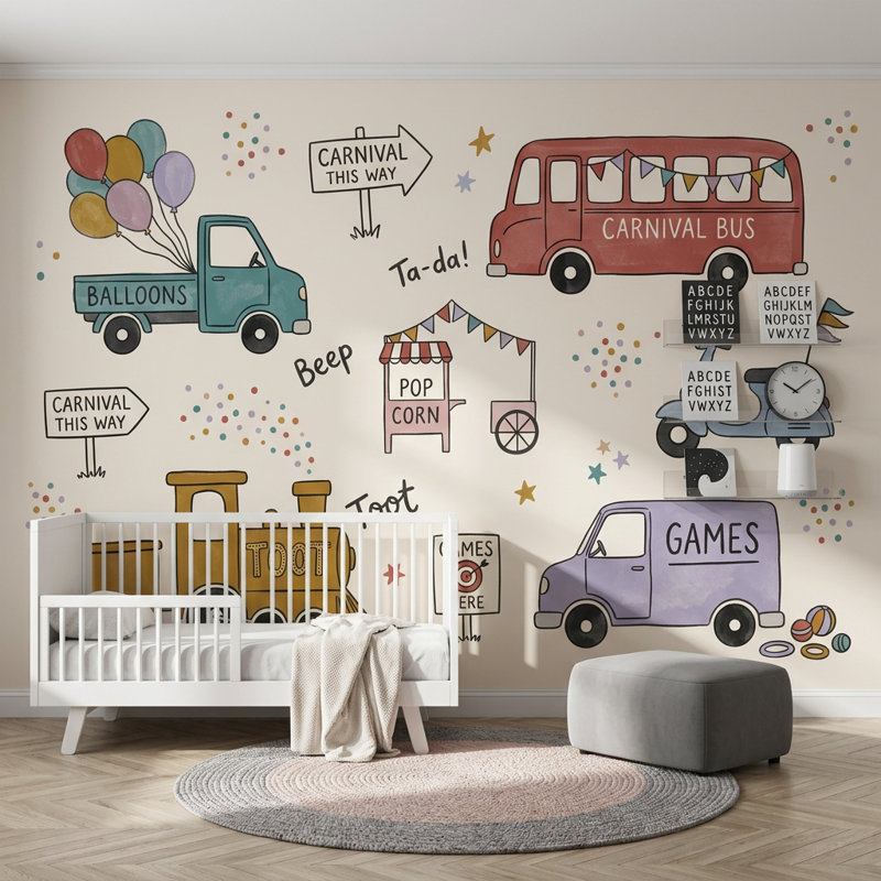 Papier peint Carnaval pour enfants, Texturé non collé, 200 po x 120 po
