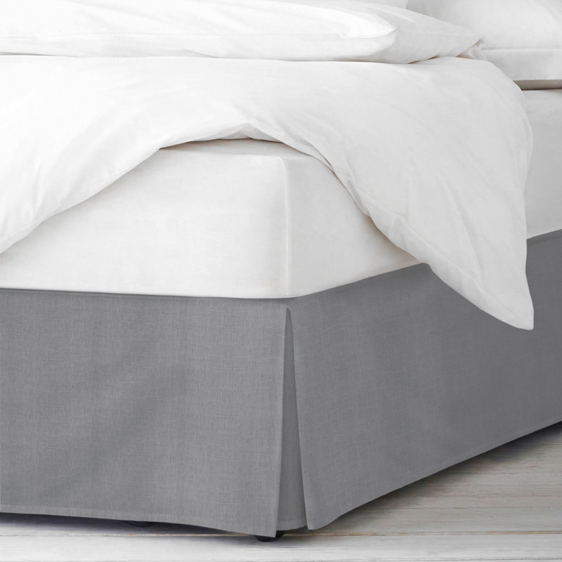 Elsie Linen Look Cotton Tailored Bed Skirt, King, Shadow