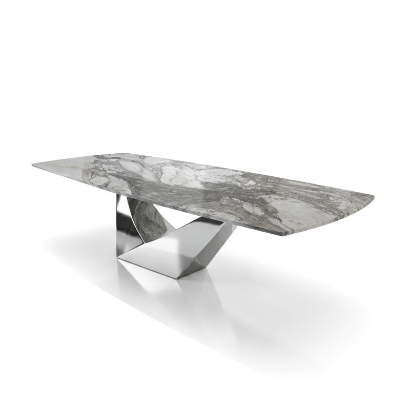 Rectangle Marble Pedestal Dining Table, 29.5" H x 42" W x 72" D