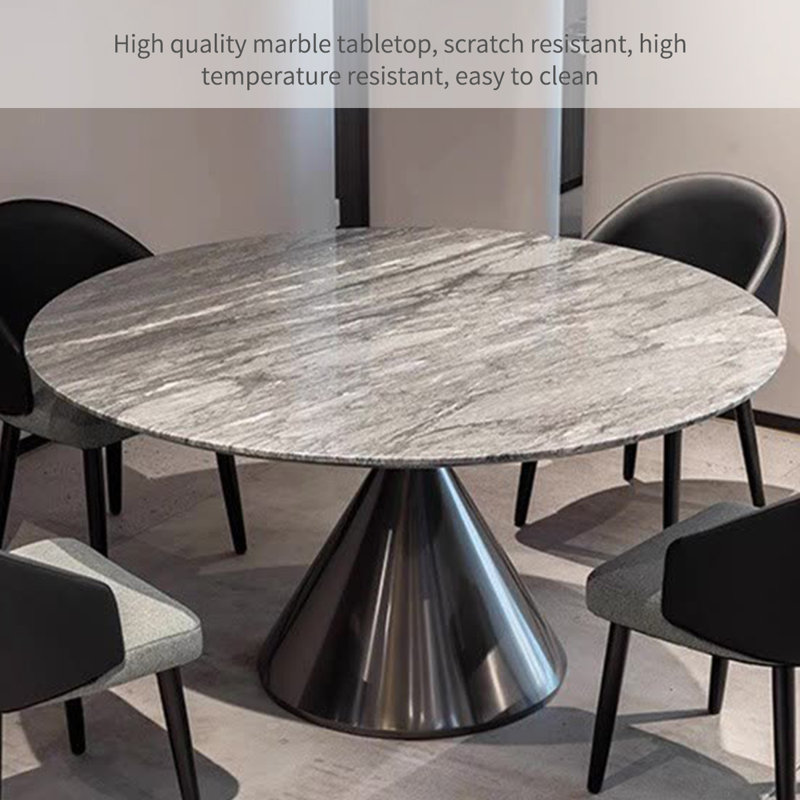 Modern Simple Round Marble Dining Table Sets, 29.5"H x 53.1"L x 53.1"W