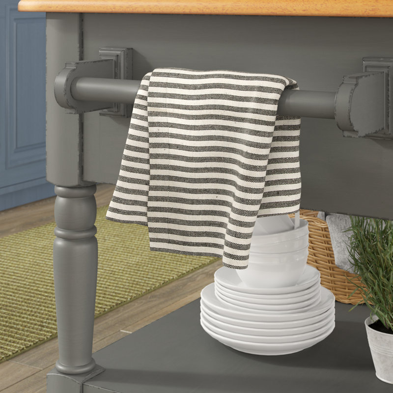 Cotton Stripe Dish Towel Kitchen Towel, Black/White