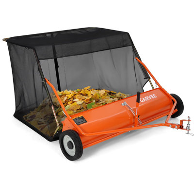 48-In Tow Behind Lawn Sweeper with 24 Cu. Ft. Hopper, Adjustable Height and Universal Hitch Design
