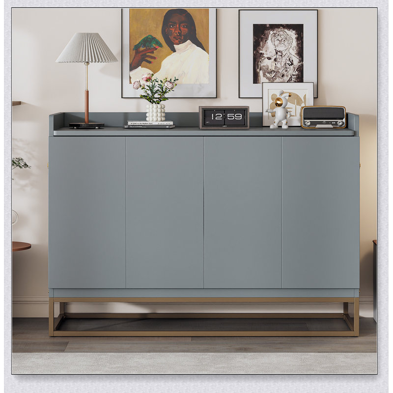 Grand lit escamotable grand avec pattes en fer, design moderne, L 62,6 po x l 80,5 po x H 44,7 po, Gris