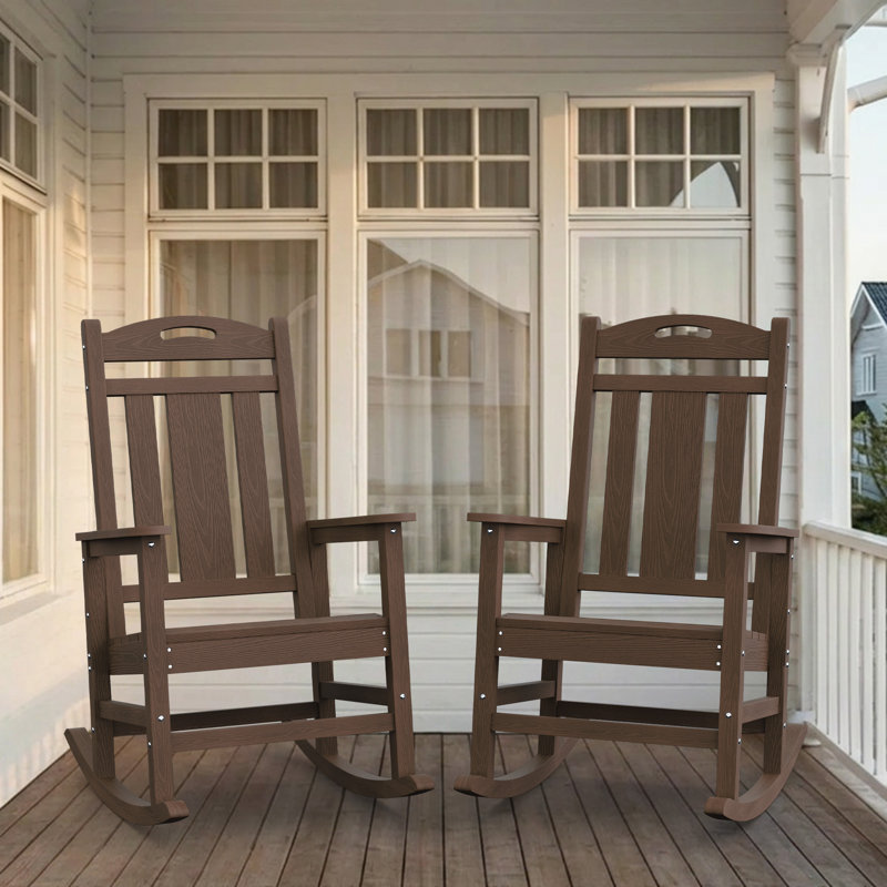 Chaise Adirondack berçante en PEHD pour l'extérieur, Brun