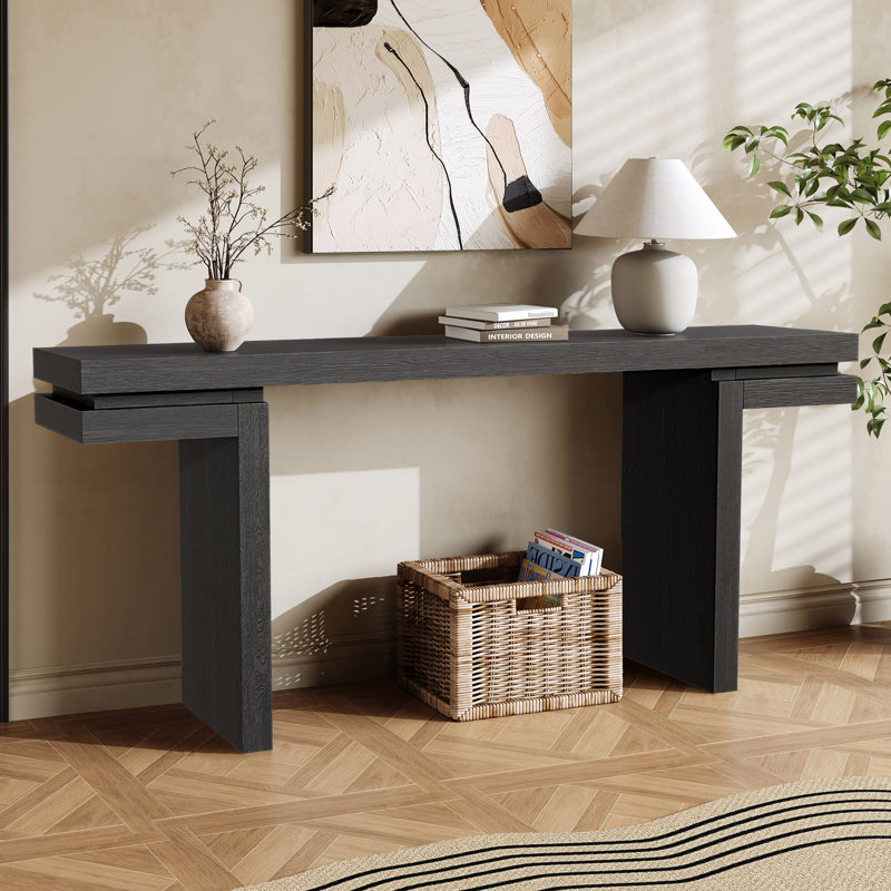 Longue console de 66 po pour le salon, le couloir et le vestibule, Noir