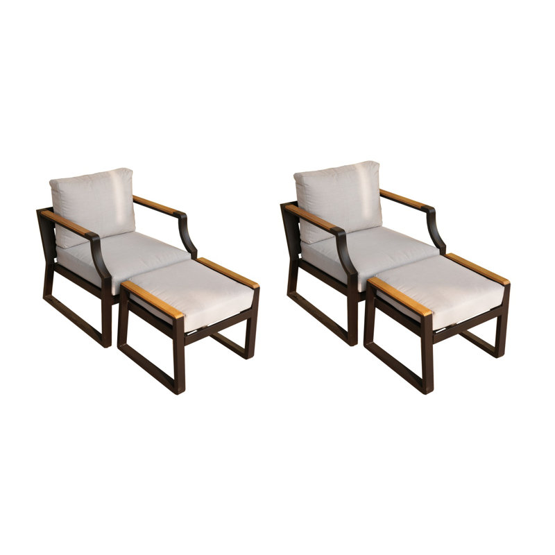 Gisan Outdoor Lounge Chair with Ottoman, Black