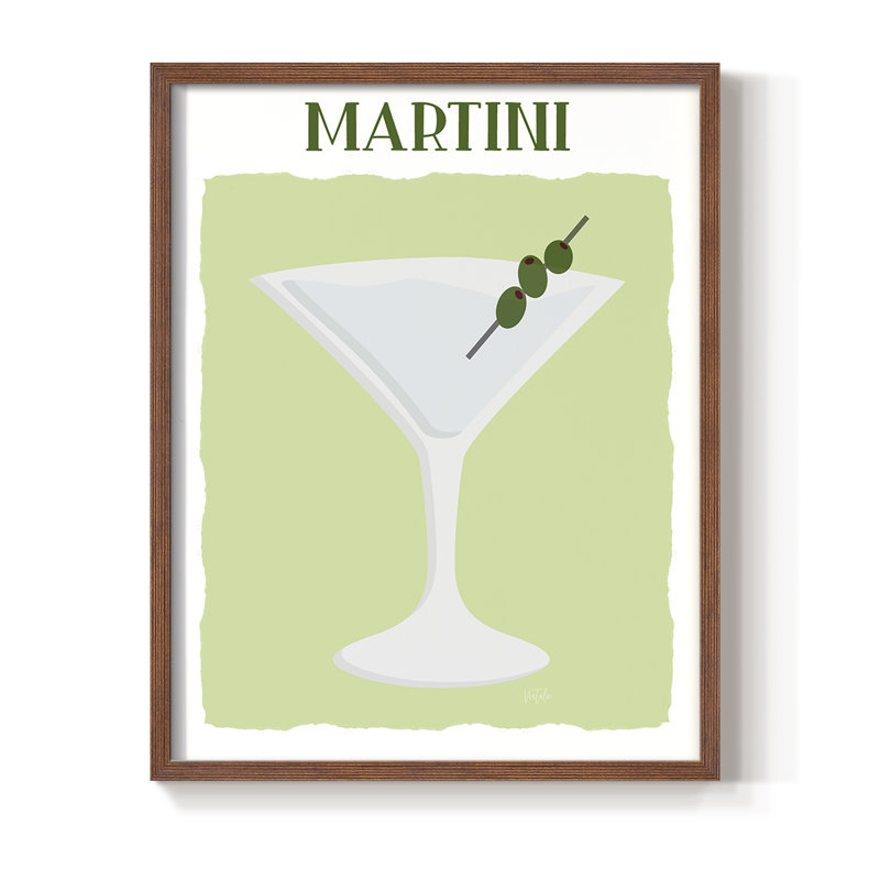 Reproduction encadrée Martini - bois massif, H 14 po x l 11 po, Brun