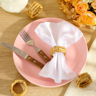 8 Pack Natural Bamboo Napkin Rings Set, Handmade Table Decor For Wedding Christmas Party, Eco-Friendly Napkin Holders For Thanksgiving Birthday Banque