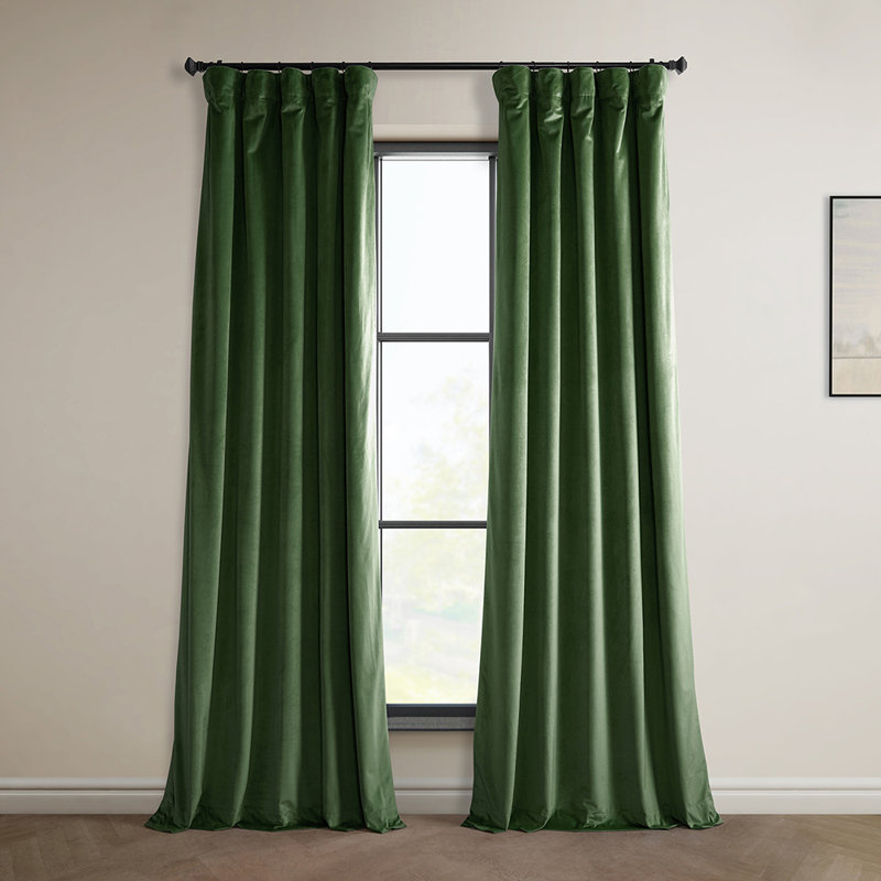 Matra Room Darkening Rod Pocket Single Curtain Panel, Eden Green, 100" W x 120" L
