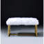 Banc en métal doré avec assise en fausse fourrure blanche, sans tube de rangement offert