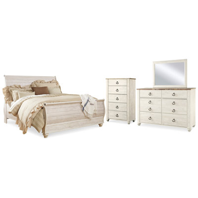 Willowton King Sleigh Bed, Dresser, Mirror and Chest -  One Allium Way®, 999A0A219AF341BBB8B8C75AED97E9CE