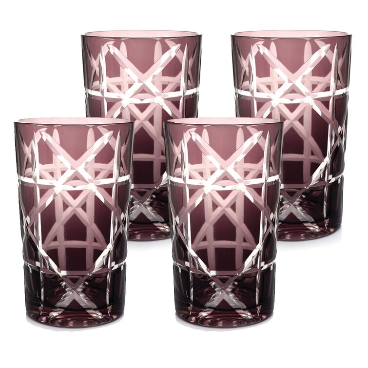 Dressed Up Crystal Glass Tumblers: Assorted Patterns, Set of 4