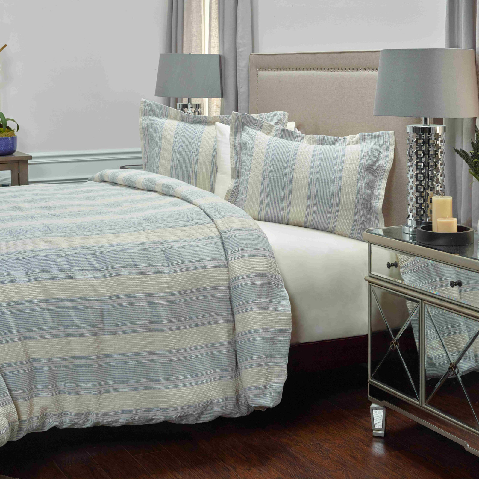 Dorian Linen Shams, Standard, Soft Blue/Gray
