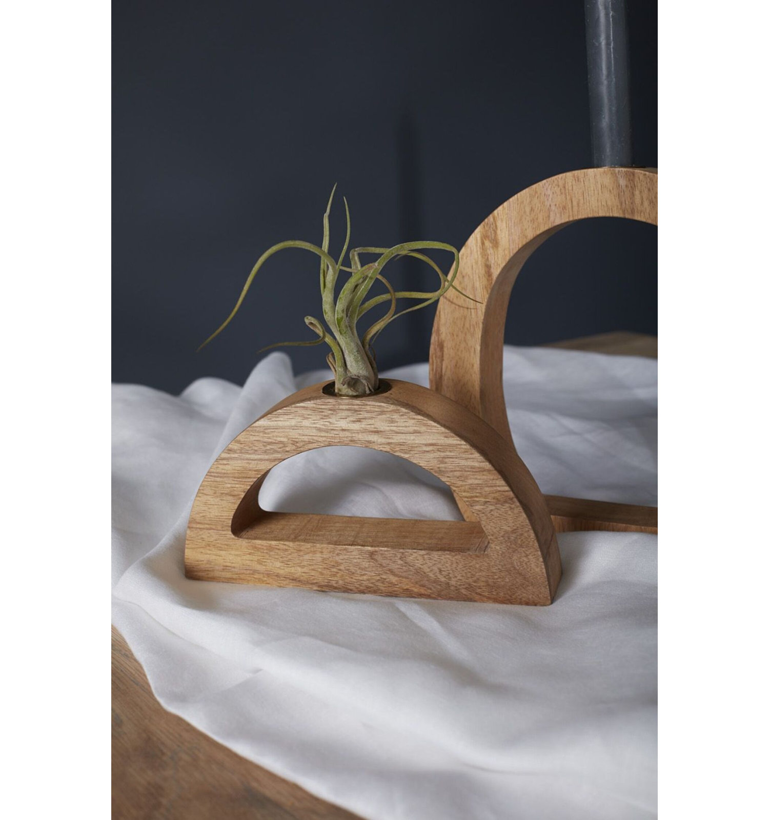 Fauve Wood Candlestick Holder