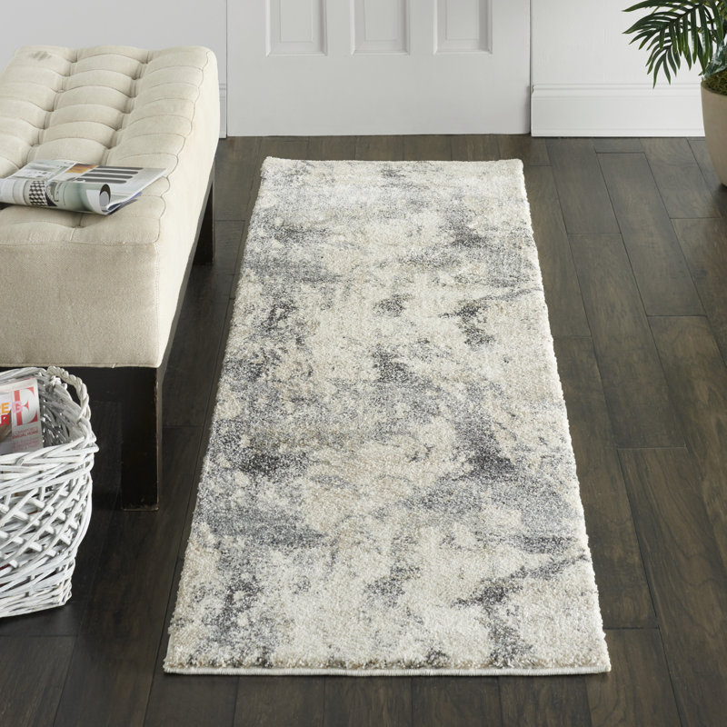 Tapis crème moderne, Tapis de couloir 2 pi 2 po x 7 pi 6 po