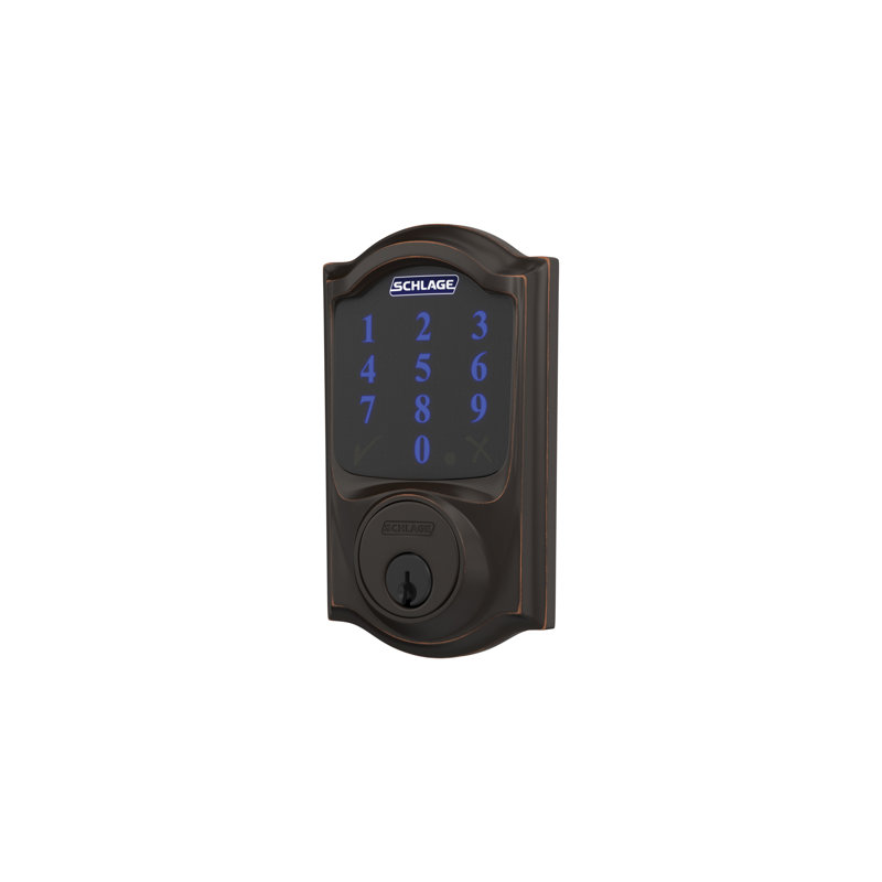 Schlage Connect Z-Wave Plus Smart Deadbolt with Camelot Trim, Yes, Aged Bronze