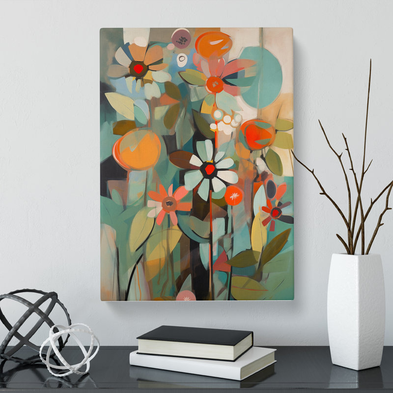 Benston Retro Flowers Vol.9 - Wrapped Canvas, 76cm H x 50cm W