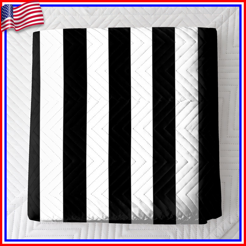 Black White Stripes Bedding Stripes Bedspread Pattern, Twin