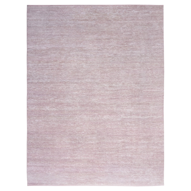 Solid Wool Saree Silk Blend Rug, Rectangle 6' x 9', White