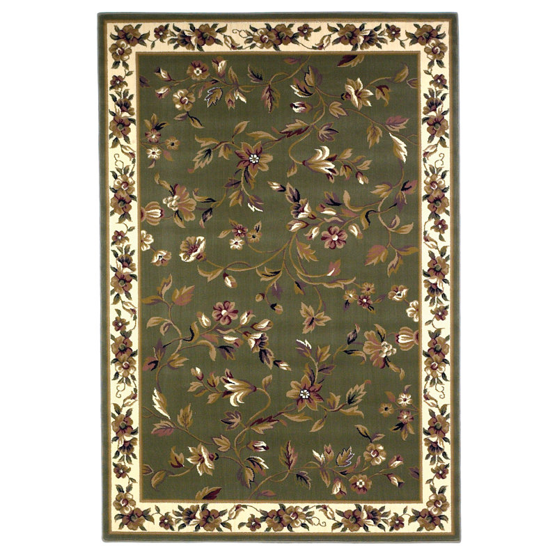 Tapis de zone ivoire/ivoire floral Verveine, Rond 7 pi 7 po