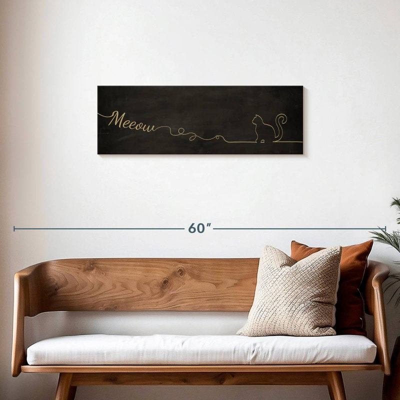 Chat Meow sur toile, H 12 po x l 36 po x P 1,25 po