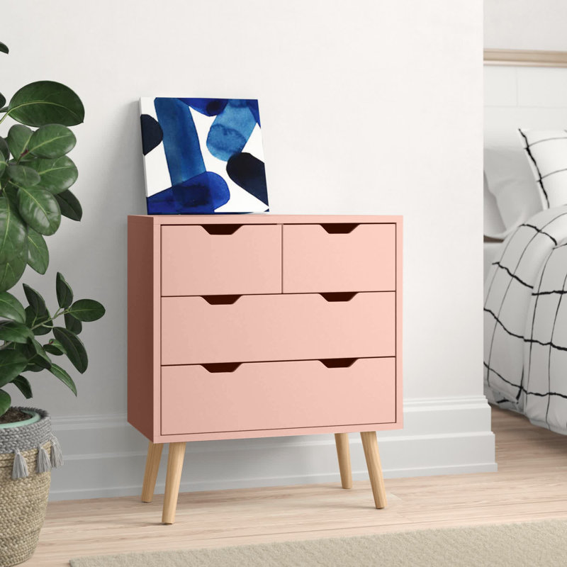 Neymar 60cm W 4 - Drawer Chest of Drawers, Coral Pink