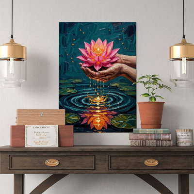 Canvas Wall Art Lotus Flower Art, Spiritual Print, Buddhist Decor-2 Vintage Poster Print Home Decor