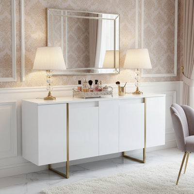 Metal Legs Console With 4 Cabinets