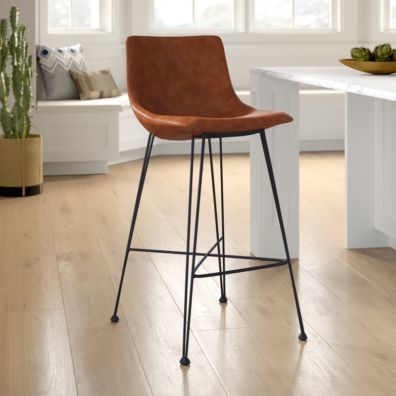 Volya Bar & Counter Stool Faux Leather, Brown, Bar Stool (30" Seat Height)