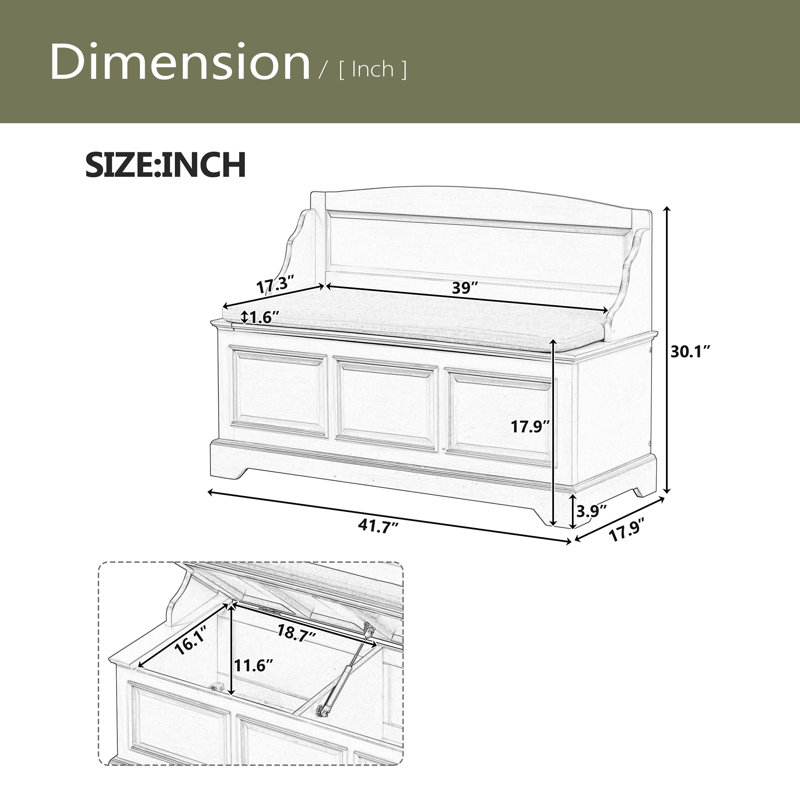 Banc à chaussures, banc de rangement pour chaussures rétro avec dispositifs de fermeture en douceur, coffre de rangement avec rangement caché et coussin pour le vestibule